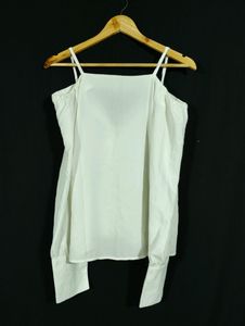 White Shoulder Cut Top (Women)