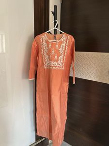 Peach Embroidered Kurti