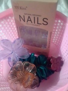 YY Kiss Lavender Press-On Nails, wid basket 🧺 and