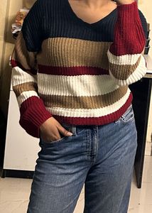 Striped V-Neck Sweater