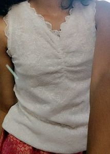 White Lace Sleeveless Top