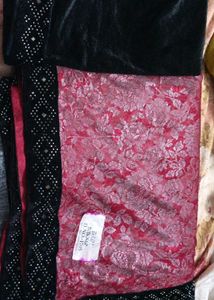 Grey N Red Fancy Saree