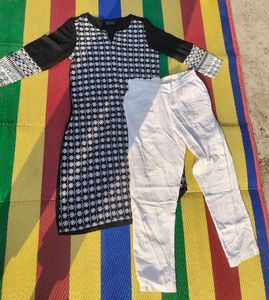Black &amp; White Kurta Set