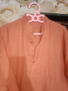 New Hand Stitched Orange Kurta For Men