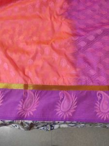 Ethnic Saree In Peach And Purple