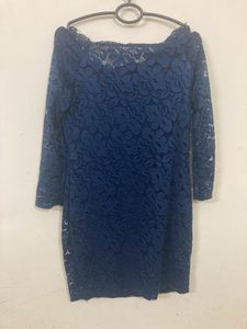 Net Navy Blue Short Dress