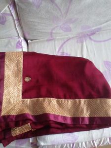 Elegant Maroon Saree with Gold Border