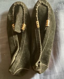 Black velvet moccasin slippers