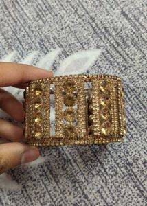 Gold-toned Rhinestone Cuff Bracelet