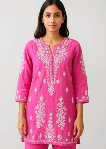 Pink Embroidered Kurta