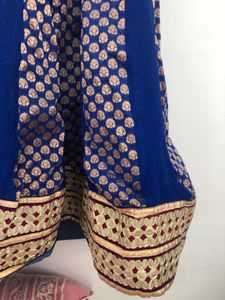 Dark Blue And Golden Anarkali