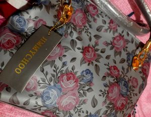 Printed  Grey Tote Bag