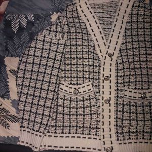Korean Plaid Knit Cardigan