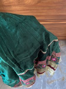 Green Velvet Lehenga Skirt