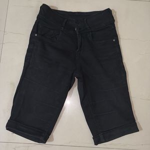 Black Denim Bermuda Shorts