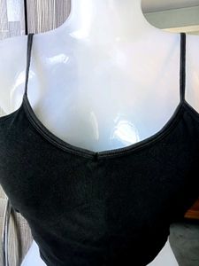 Black Cropped Cami Tank Top