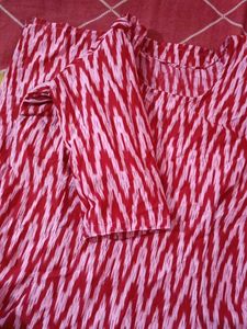 Red &amp; White Print Kurti