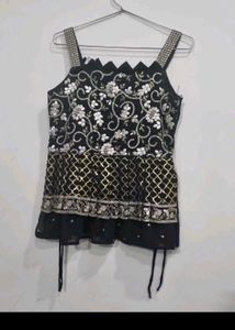 Embroidered Blouse with plazzo set choker duppata