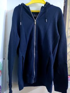 Zara  Zipper Dark Blue Hoodie