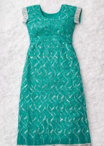 Green Embroidered net Saree &amp; Blouse