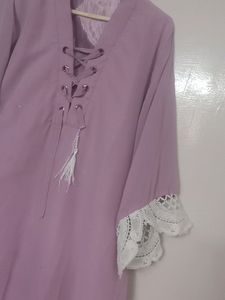 Mauve beautiful Kurti with white lace details