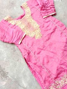 Elegant Pink Embroidered Kurta With Shalwar