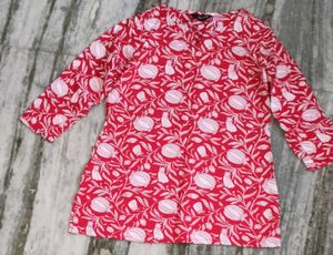 Red Floral Print Top