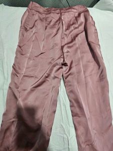 Elegant Pink Satin straight Leg Pants