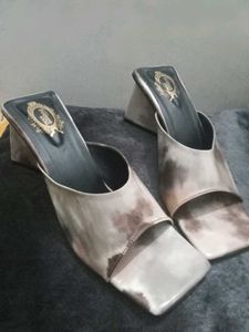 Shoetopia Brown &amp; Cream Marble Heels