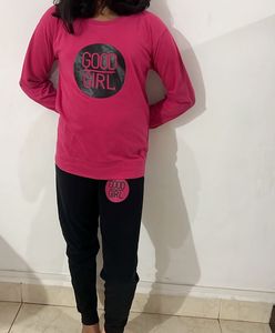 Good Girl Graphic  sweatshirt with pajama