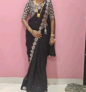 Party Wear Black Saree
