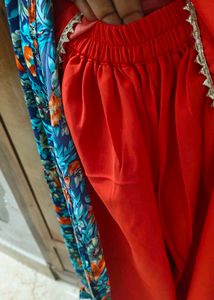 Coral Top &amp; Pants with Floral Cardigan