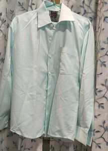 Men Light Blue Textured Full Sleeves Formal Shirt