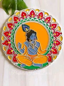 Krishna's Bliss: Lippan Art with Floral Mandala🌸