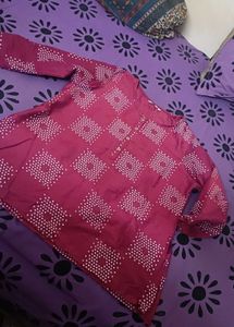 Pink Beautiful Art Silk Short Kurti