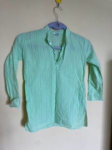 GREEN COTTON KURTA FOR BOYS