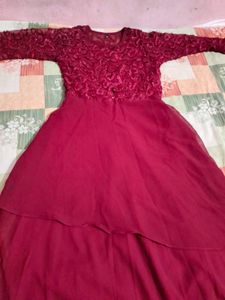 Elegant Burgundy Lace Dress