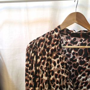 Collared Leopard Print Dress