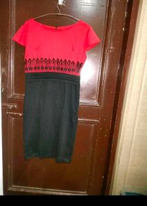 Women Red Black Bodycon Dress