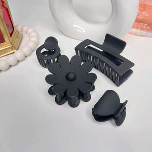 Combo Of 4 Pcs Matte Black Hair Claws