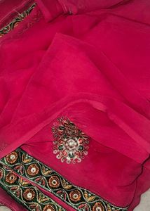 Rani Pink Chamki Work Saree