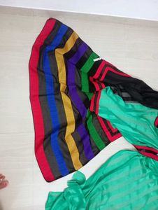 New Black &amp; Rama Georgette Saree