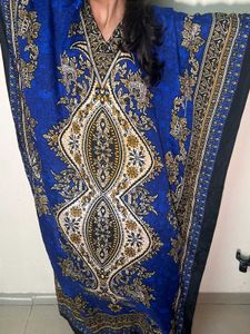 Blue Patterned Kaftan Dress