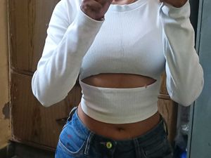 Ribbed Cotton Blend White Cutout Top