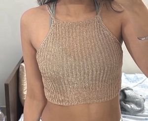 Metallic Shiny Crop Top