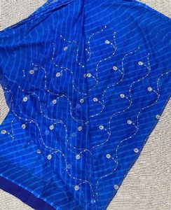 Royal Blue Leheriya Saree