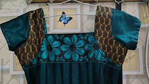 Black And Teal Net Kurti