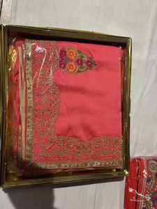Elegant Pink Embroidered Saree