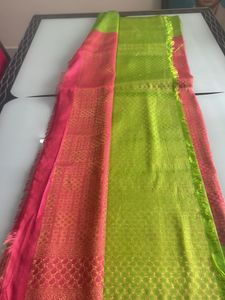 Rose And Green Chiffon With Gold Zari