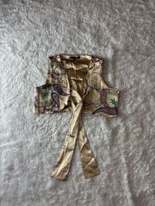 Paisley Print Tie Front Vest